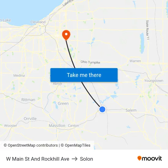 W Main St And Rockhill Ave to Solon map