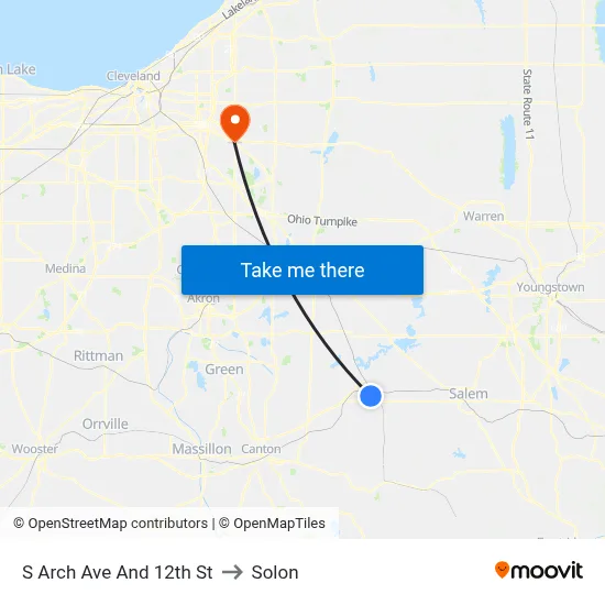S Arch Ave And 12th St to Solon map