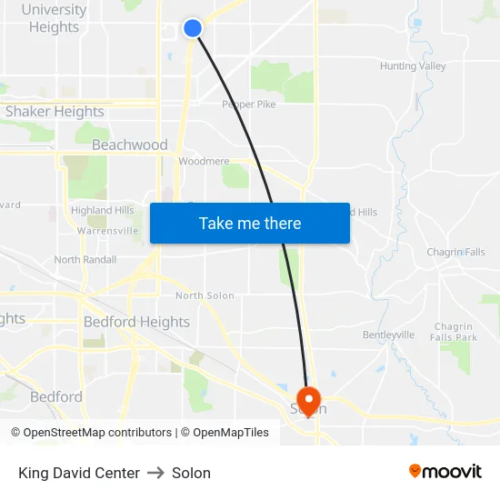 King David Center to Solon map