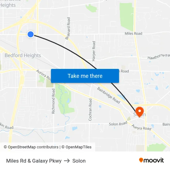 Miles Rd & Galaxy Pkwy to Solon map