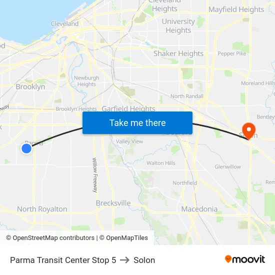 Parma Transit Center Stop 5 to Solon map