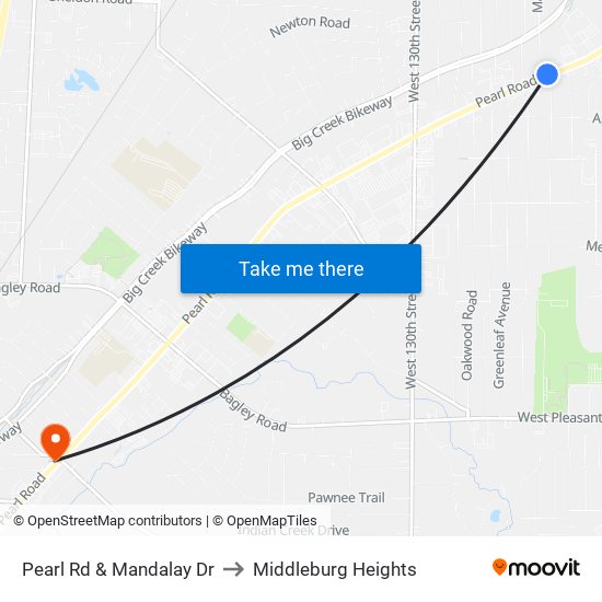 Pearl Rd & Mandalay Dr to Middleburg Heights map