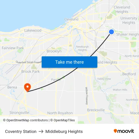 Coventry Station to Middleburg Heights map