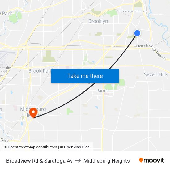 Broadview Rd & Saratoga Av to Middleburg Heights map
