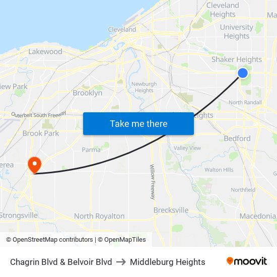 Chagrin Blvd & Belvoir Blvd to Middleburg Heights map