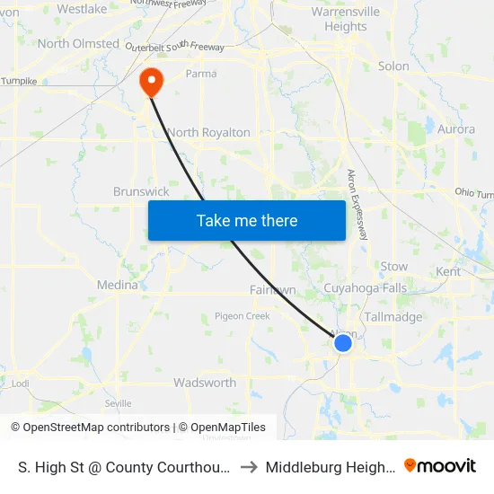 S. High St @ County Courthouse to Middleburg Heights map