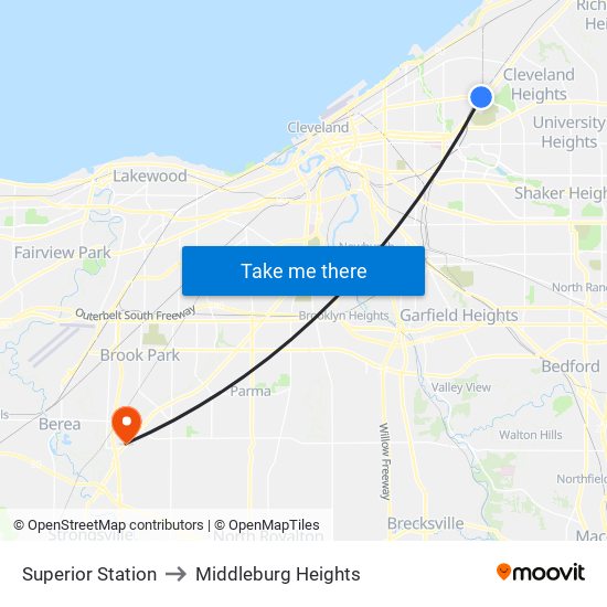 Superior Station to Middleburg Heights map