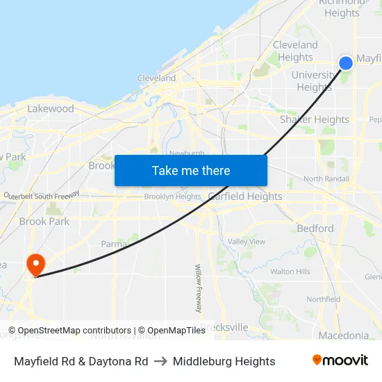 Mayfield Rd & Daytona Rd to Middleburg Heights map