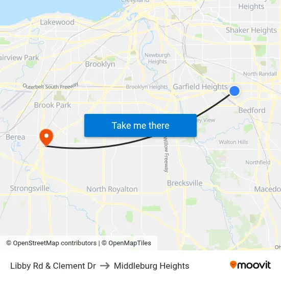 Libby Rd & Clement Dr to Middleburg Heights map