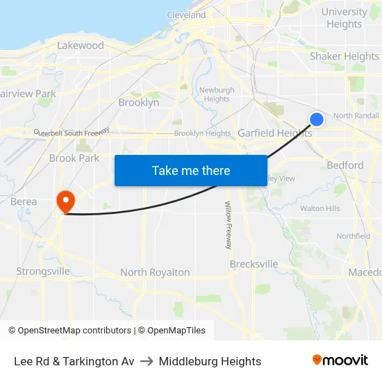 Lee Rd & Tarkington Av to Middleburg Heights map