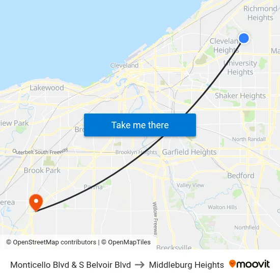 Monticello Blvd & S Belvoir Blvd to Middleburg Heights map