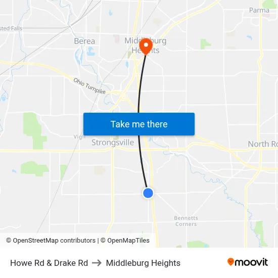 Howe Rd & Drake Rd to Middleburg Heights map