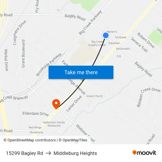 15299 Bagley Rd to Middleburg Heights map
