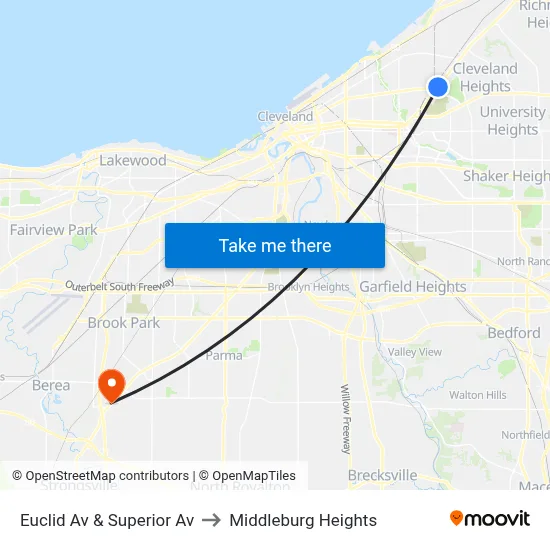 Euclid Av & Superior Av to Middleburg Heights map