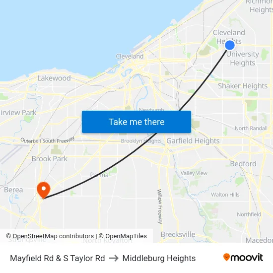 Mayfield Rd & S Taylor Rd to Middleburg Heights map