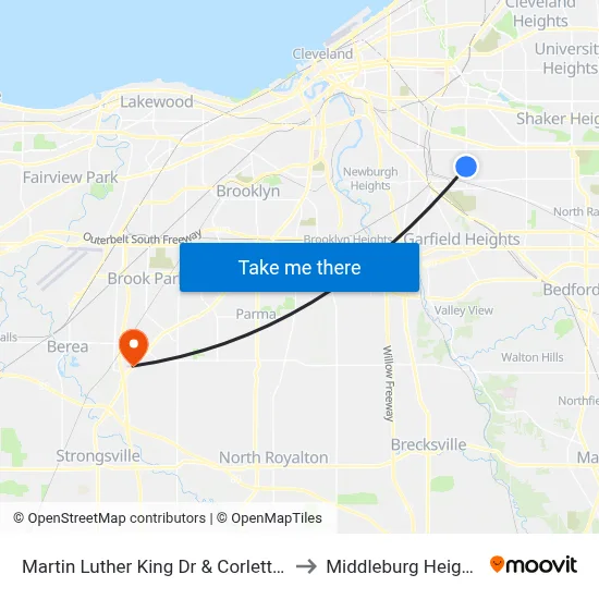 Martin Luther King Dr & Corlett Av to Middleburg Heights map