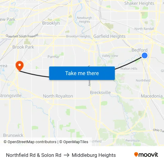 Northfield Rd & Solon Rd to Middleburg Heights map