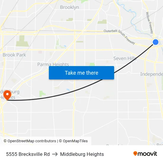 5555 Brecksville Rd to Middleburg Heights map