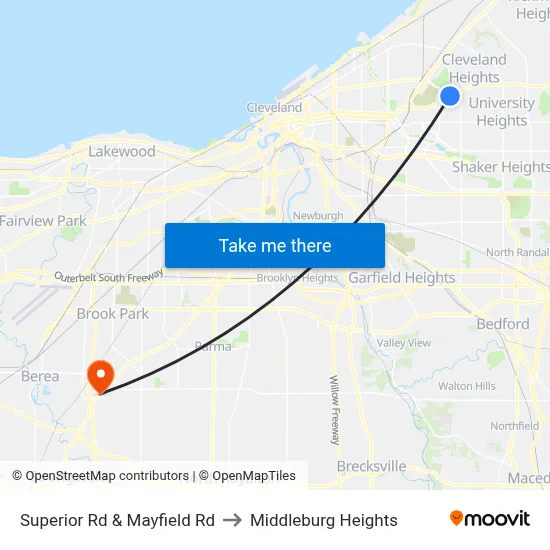 Superior Rd & Mayfield Rd to Middleburg Heights map