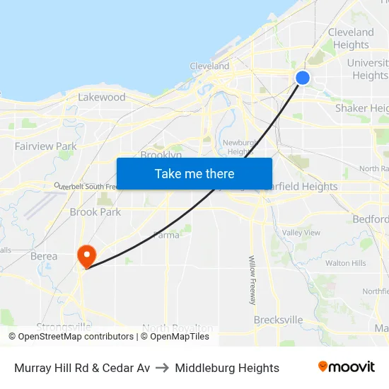 Murray Hill Rd & Cedar Av to Middleburg Heights map