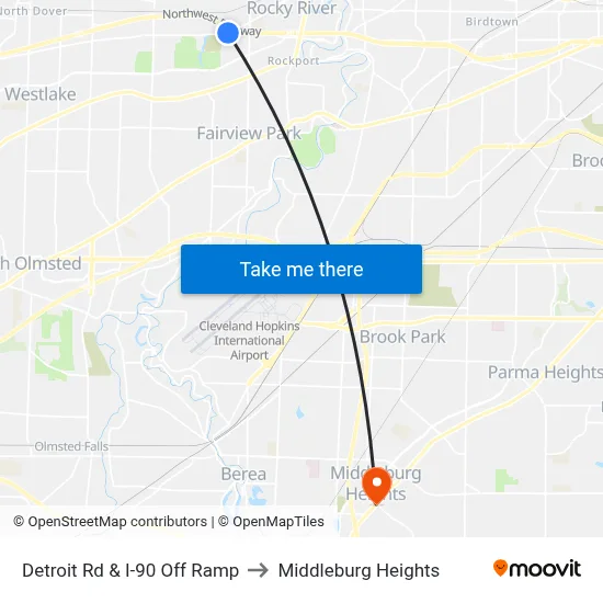 Detroit Rd & I-90 Off Ramp to Middleburg Heights map