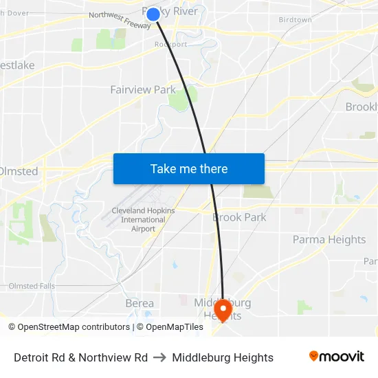 Detroit Rd & Northview Rd to Middleburg Heights map