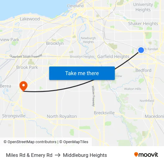 Miles Rd & Emery Rd to Middleburg Heights map
