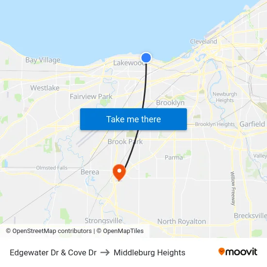Edgewater Dr & Cove Dr to Middleburg Heights map