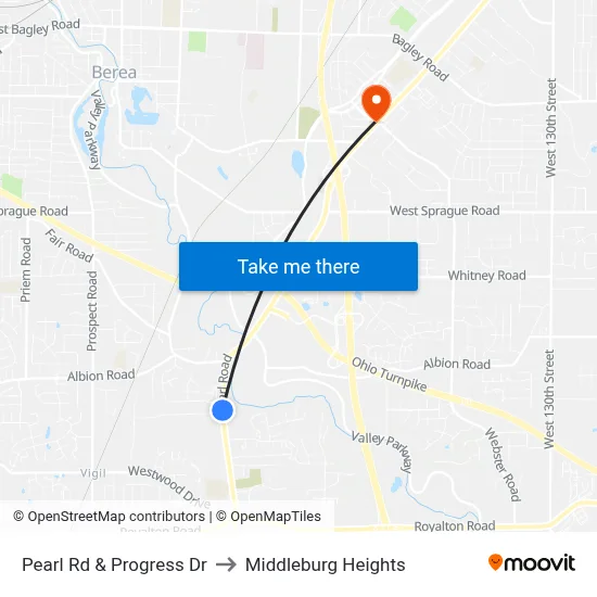 Pearl Rd & Progress Dr to Middleburg Heights map