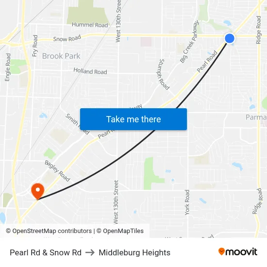 Pearl Rd & Snow Rd to Middleburg Heights map