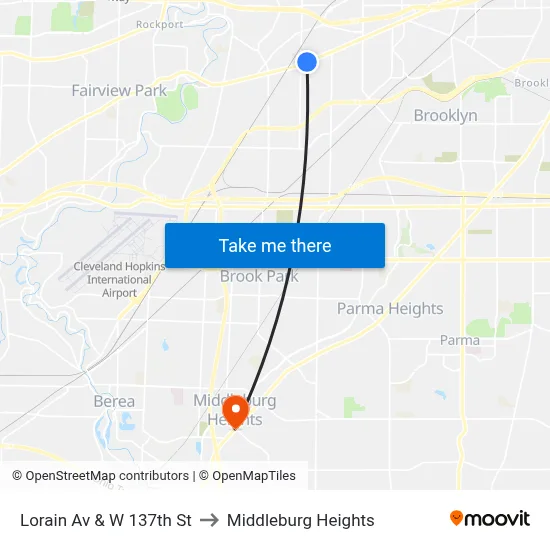 Lorain Av & W 137th St to Middleburg Heights map