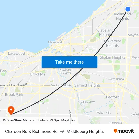 Chardon Rd & Richmond Rd to Middleburg Heights map