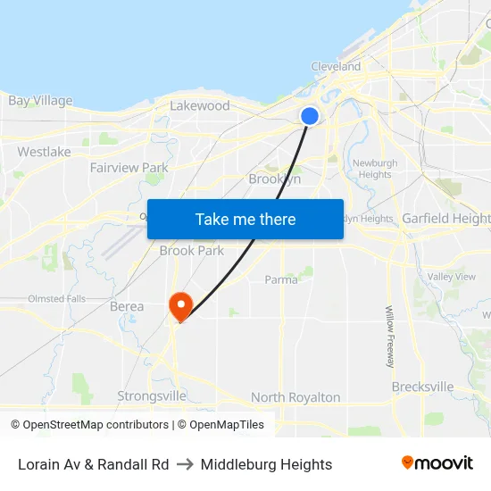 Lorain Av & Randall Rd to Middleburg Heights map