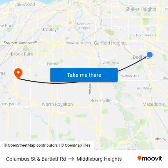 Columbus St & Bartlett Rd to Middleburg Heights map