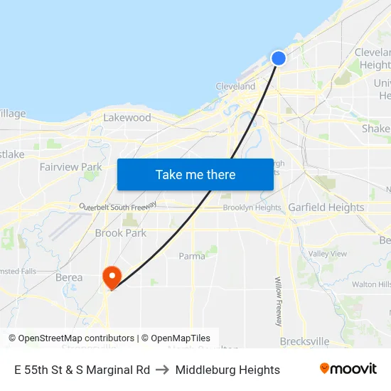 E 55th St & S Marginal Rd to Middleburg Heights map