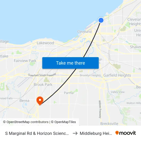 S Marginal Rd & Horizon Science Acad to Middleburg Heights map