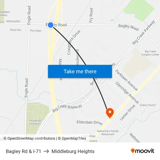 Bagley Rd & I-71 to Middleburg Heights map