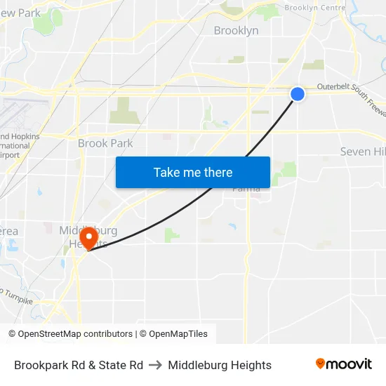Brookpark Rd & State Rd to Middleburg Heights map