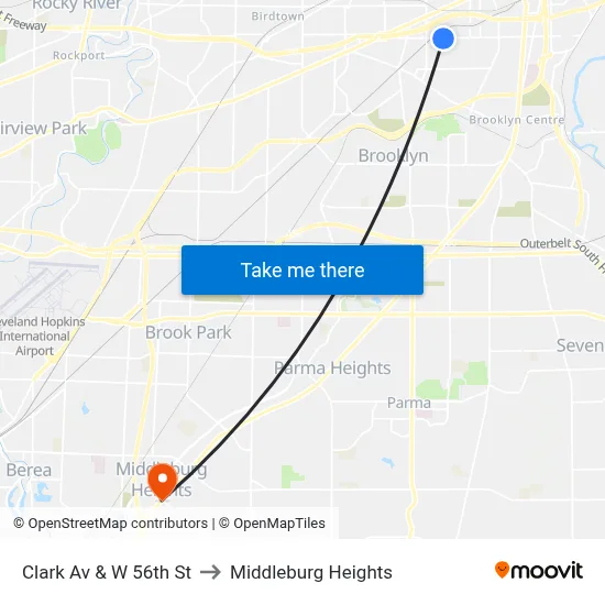 Clark Av & W 56th St to Middleburg Heights map