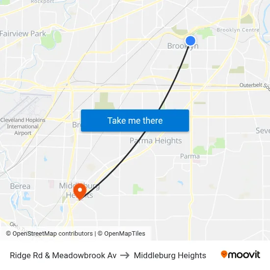 Ridge Rd & Meadowbrook Av to Middleburg Heights map