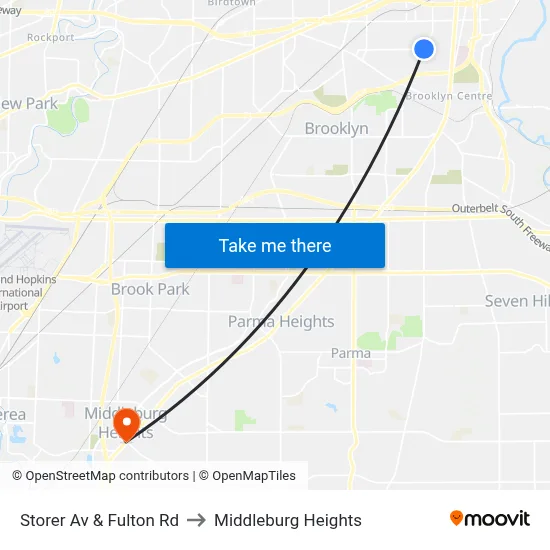 Storer Av & Fulton Rd to Middleburg Heights map