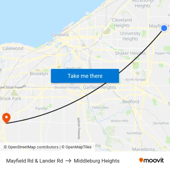 Mayfield  Rd & Lander Rd to Middleburg Heights map