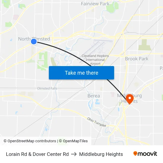 Lorain Rd & Dover Center Rd to Middleburg Heights map