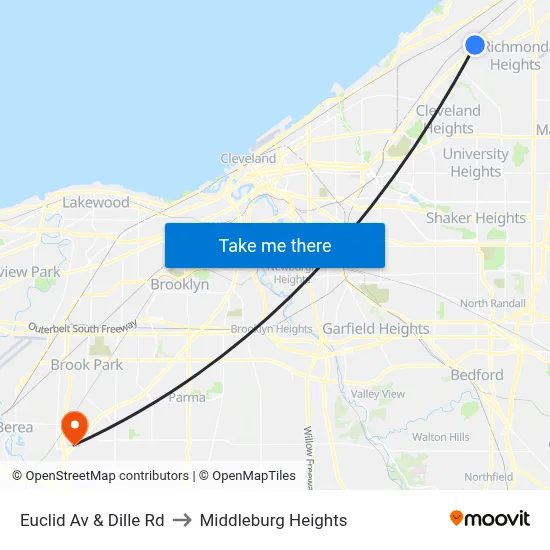 Euclid Av & Dille Rd to Middleburg Heights map