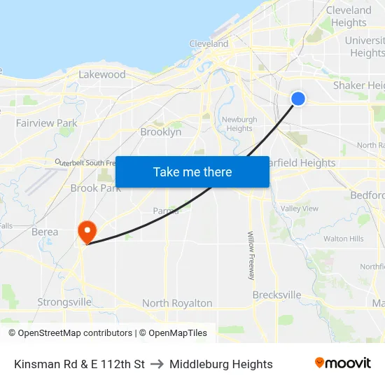 Kinsman Rd & E 112th St to Middleburg Heights map