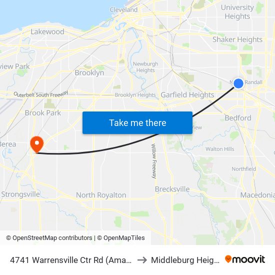 4741 Warrensville Ctr Rd (Amazon) to Middleburg Heights map