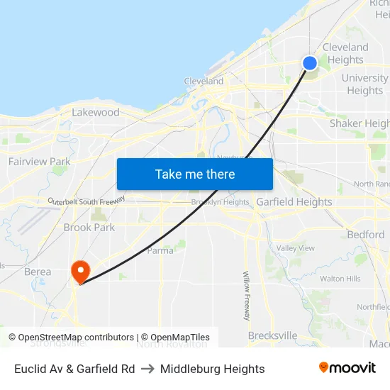 Euclid Av & Garfield Rd to Middleburg Heights map