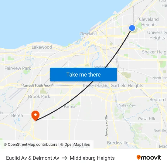 Euclid Av & Delmont Av to Middleburg Heights map