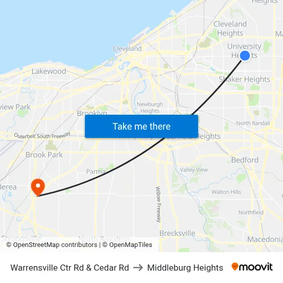 Warrensville Ctr Rd & Cedar Rd to Middleburg Heights map