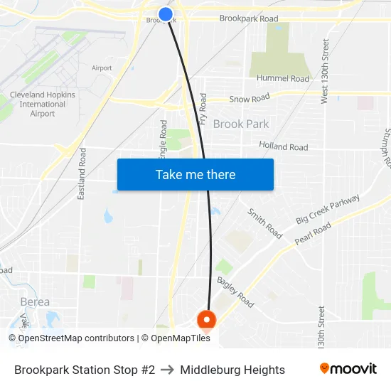 Brookpark Station Stop #2 to Middleburg Heights map